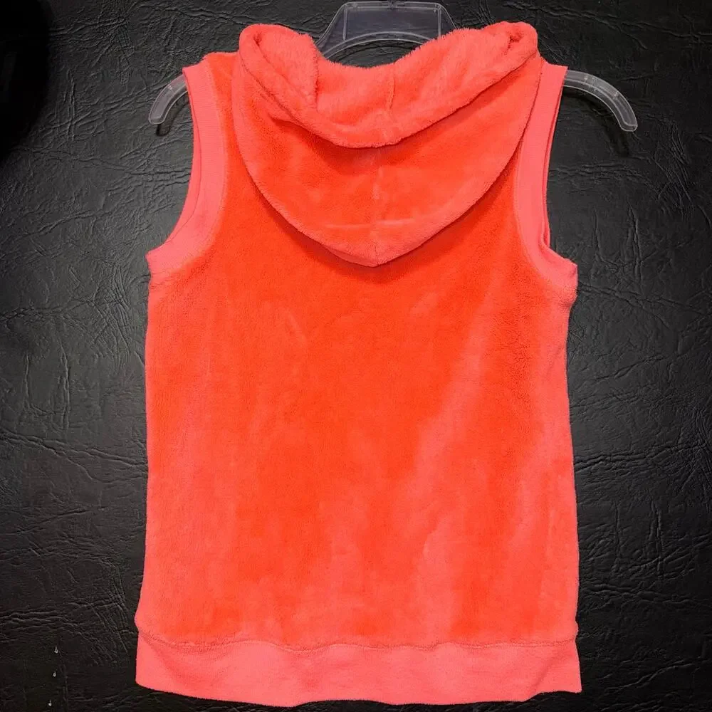 Self Esteem Girls Fleece Vest Hooded Sequin Full Zip Closure Neon Pink Large
